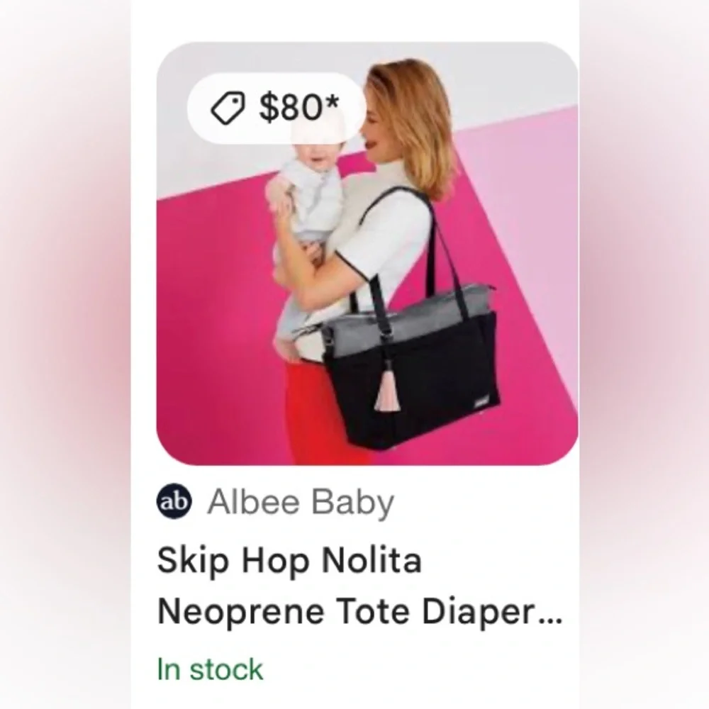 Skip Hop Nolita Neoprene Tote Diaper Bag - Black/Grey In Preloved Condition!
